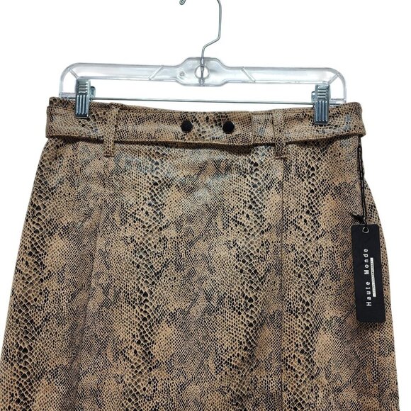 Haute Monde Womens Snake Print Faux Suede Mini Skirt Belt Loops Size L - Picture 4 of 7